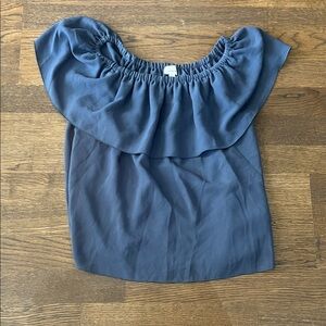 Aritzia Navy Off-Shoulder Blouse